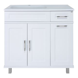 Напольная тумба под раковину Misty Купер 90см левая с бельевой корзиной белый